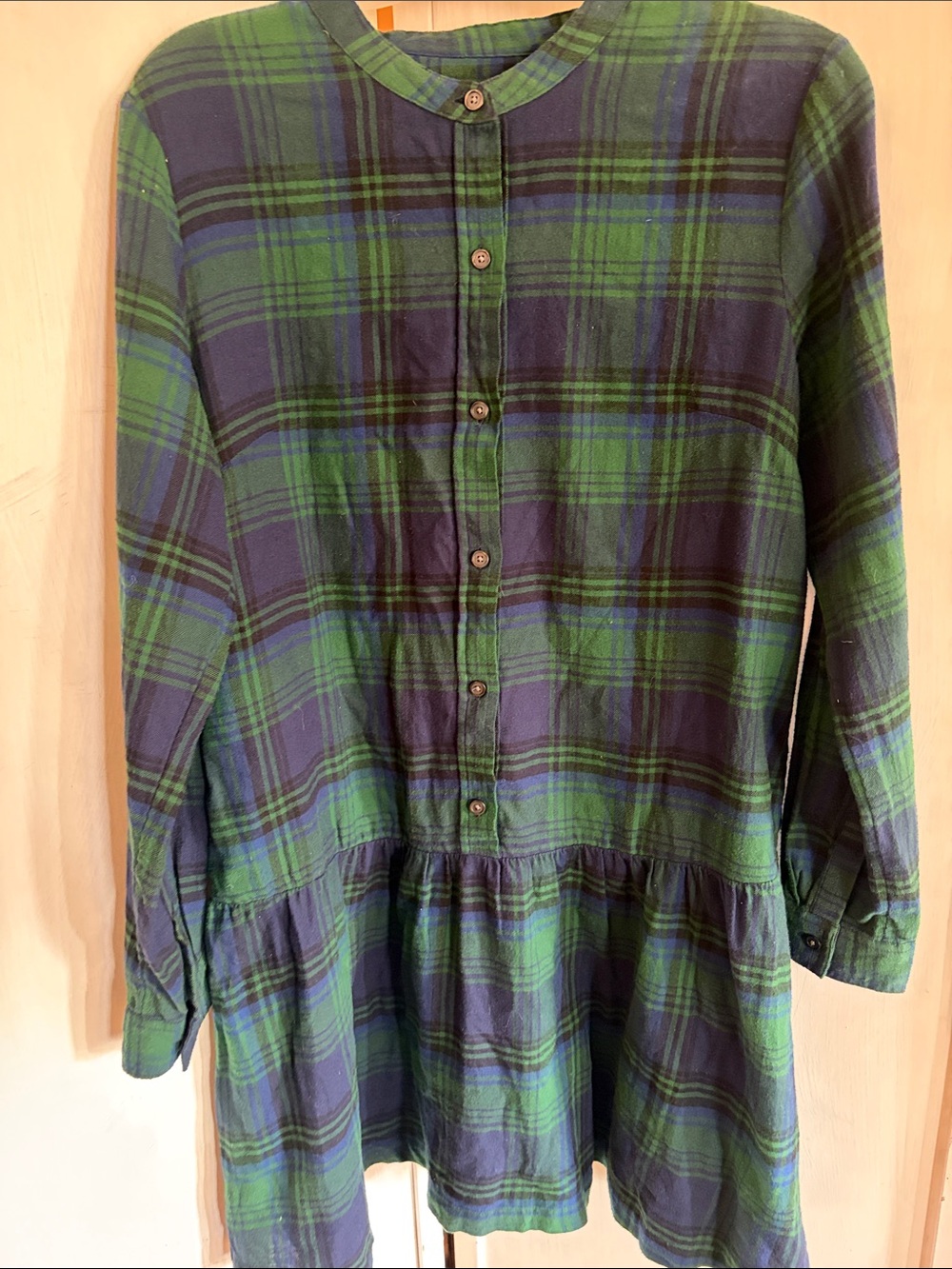 GAP Green & Navy Plaid Midi Dress